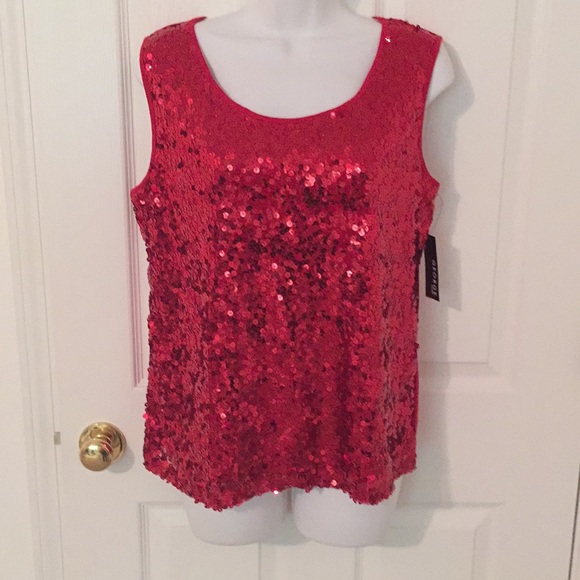 NWOT Red Sequin Tank Top ❤️ - Picture 1 of 8